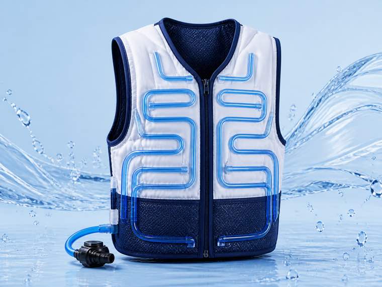 Water circulation cooling vest with portable tank